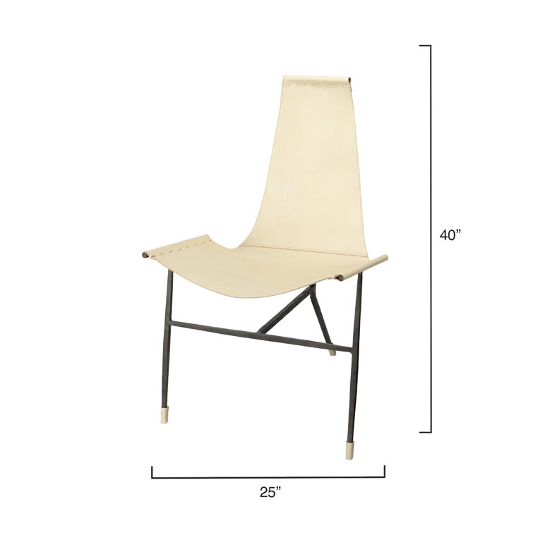 Abilene Off-White Leather and Iron Lounge Chair