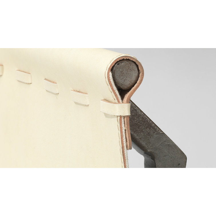 Abilene Off-White Leather and Iron Lounge Chair