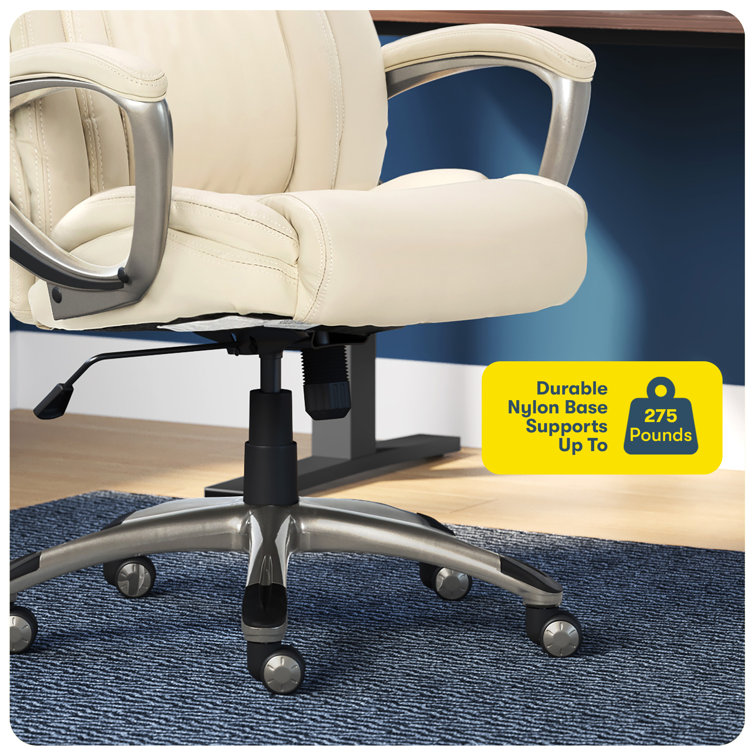 Beige Faux Leather High Back Executive Swivel Chair
