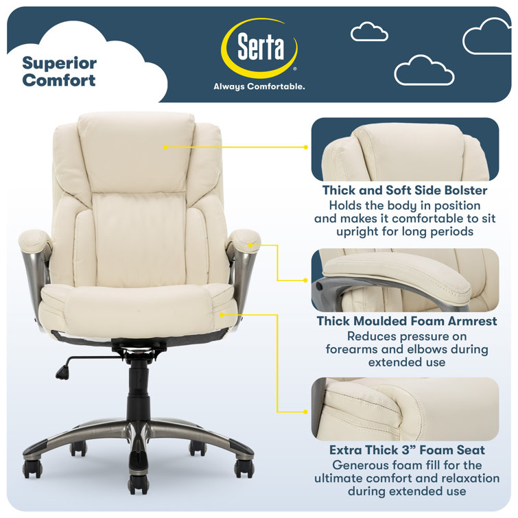 Beige Faux Leather High Back Executive Swivel Chair
