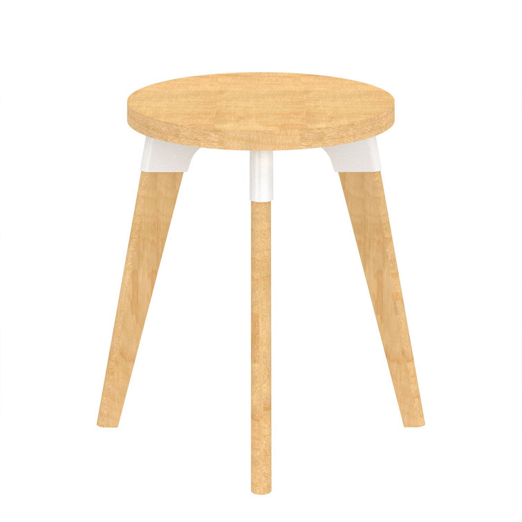 22" Round Maple and White Metal Accent Table