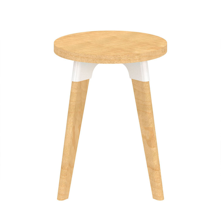22" Round Maple and White Metal Accent Table