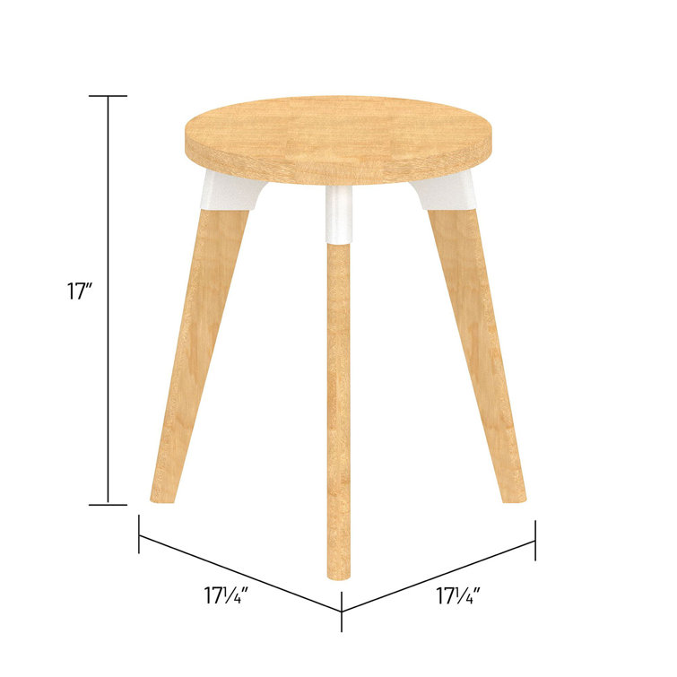 22" Round Maple and White Metal Accent Table