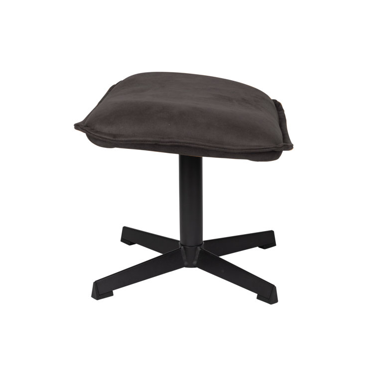 Black Leather Upholstered Steel Accent Stool