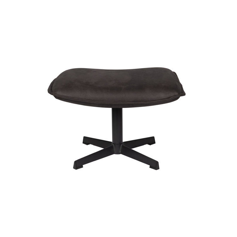 Black Leather Upholstered Steel Accent Stool