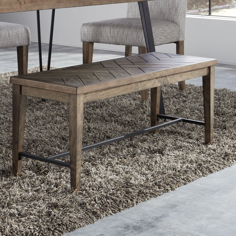 Urban Transitional 44'' Gray Bench with Rustic Caramel Finish