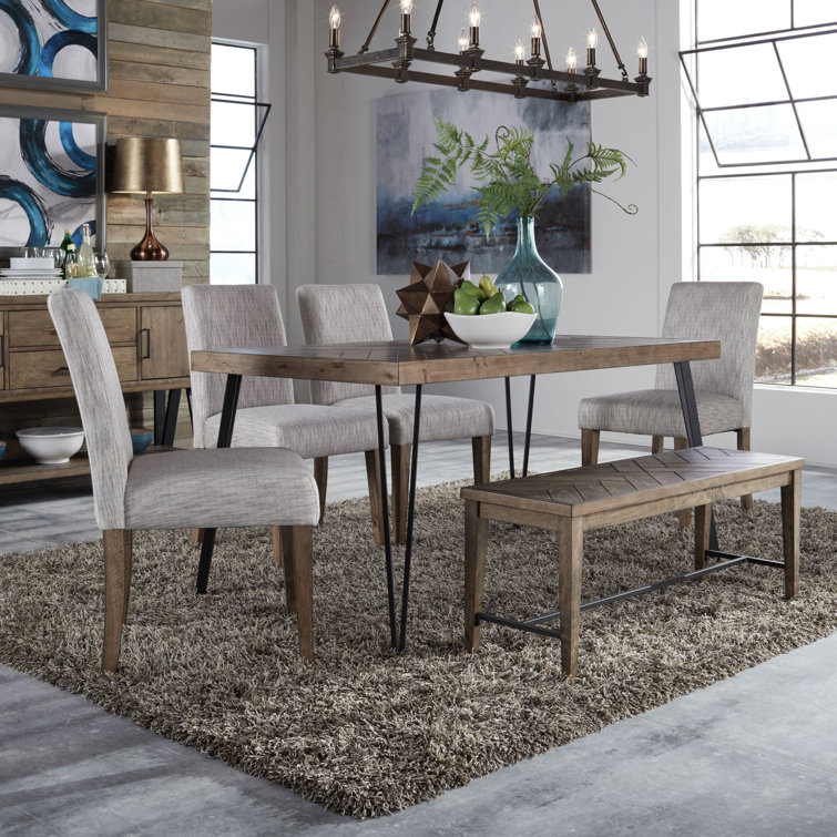 Urban Transitional 44'' Gray Bench with Rustic Caramel Finish