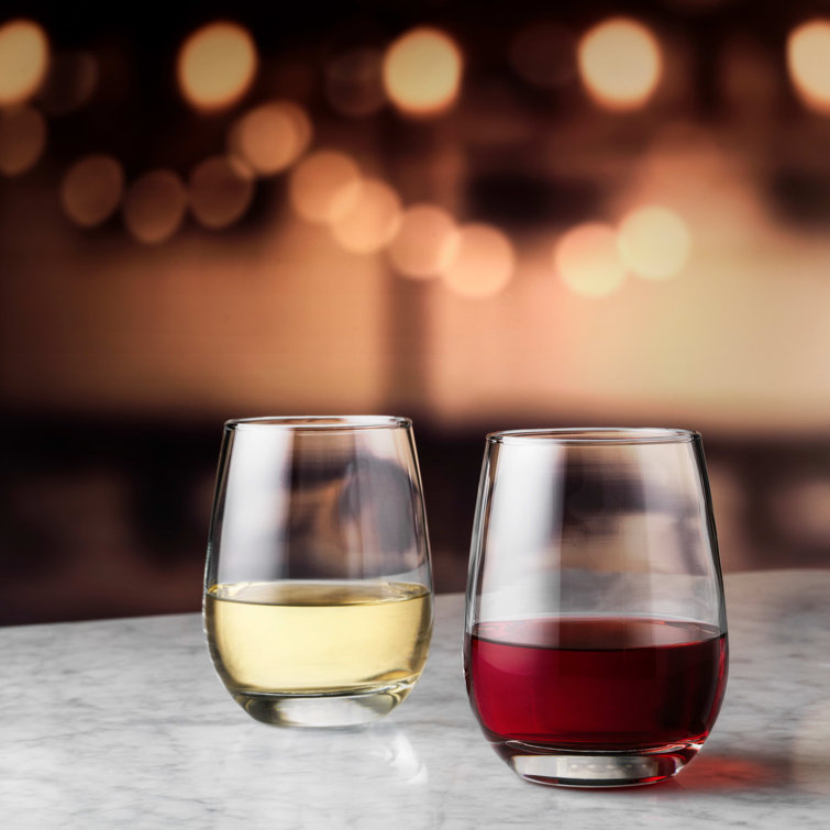 Clear Stemless Glasses Set, 15.25 Ounce, Set of 12