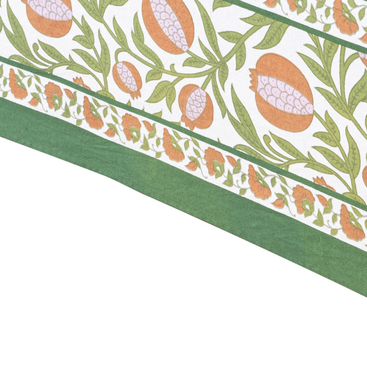 Grenadine Floral Handprinted Linen Tablecloth 128" x 71"