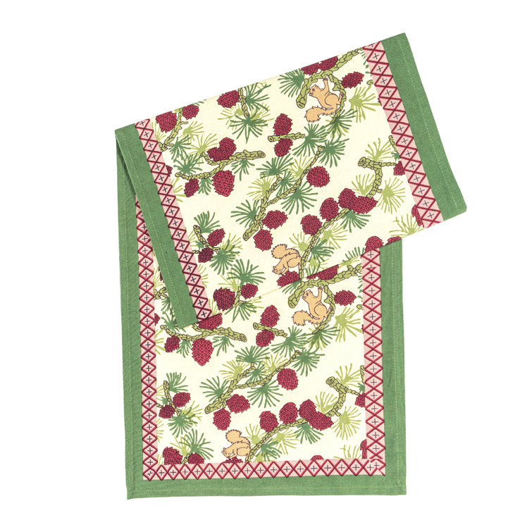 Handmade Festive Red and Green Cotton Table Runner 72" x 16"