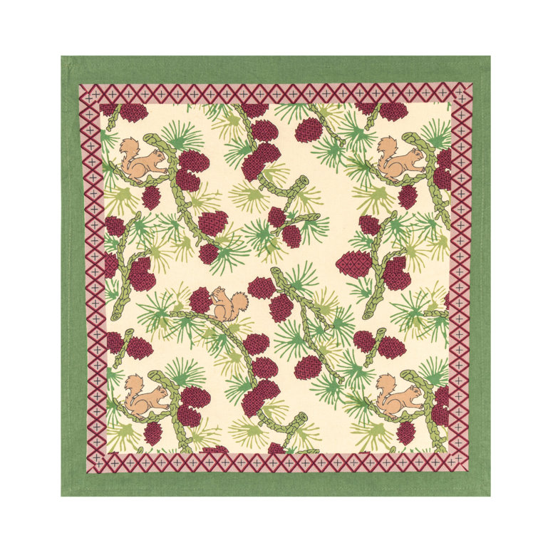 Handmade Red and Green Cotton Square Tablecloth