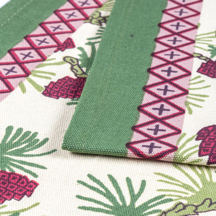 Handmade Festive Red and Green Cotton Table Runner 72" x 16"