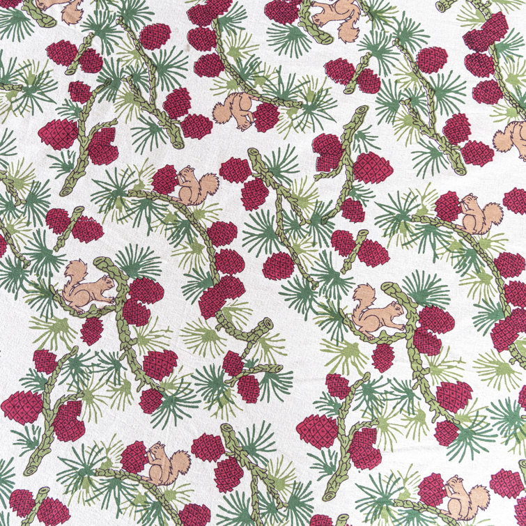 Handmade Red and Green Cotton Square Tablecloth