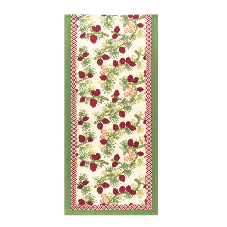 Handmade Festive Red and Green Cotton Table Runner 72" x 16"
