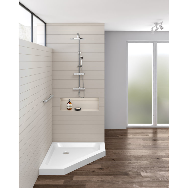 32" White Neo-Angle Acrylic Shower Base with Non-Slip Surface