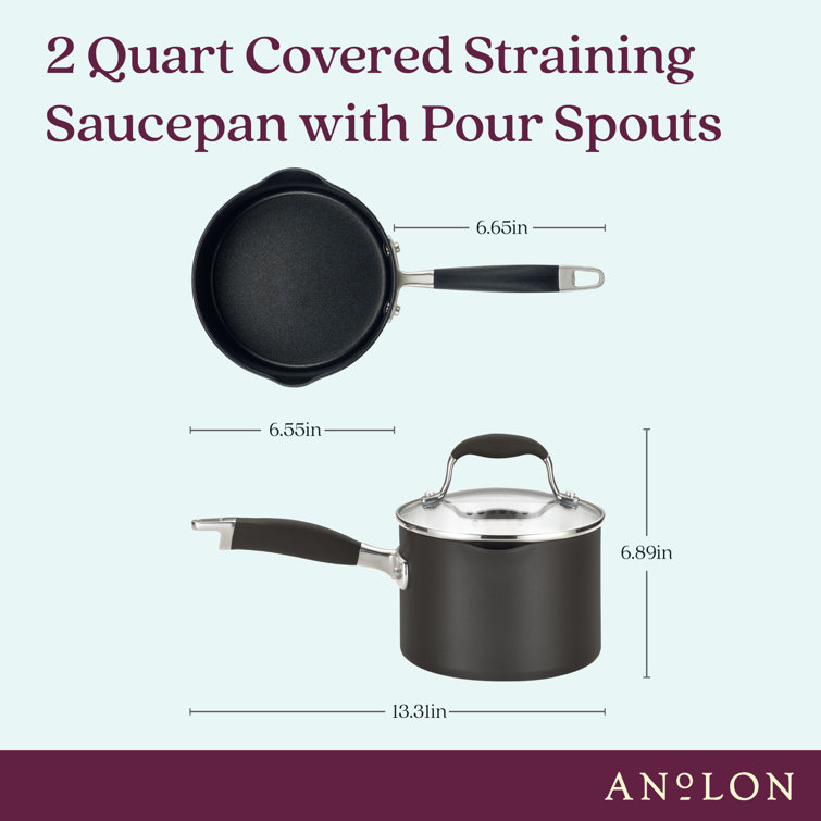 Onyx Black Aluminum Nonstick Saucier with Pour Spout, 2 Quart