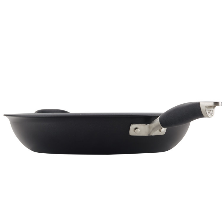 14.5-Inch Black Aluminum Nonstick Frying Pan with Helper Handle