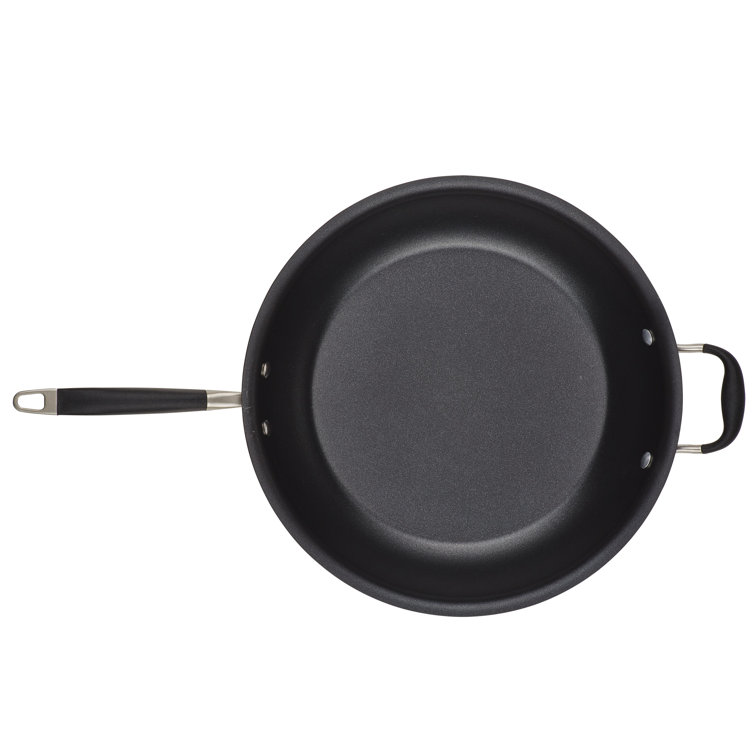 14.5-Inch Black Aluminum Nonstick Frying Pan with Helper Handle