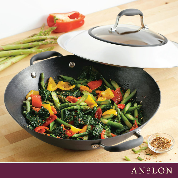 14-Inch Moonstone Hard Anodized Nonstick Wok with Lid