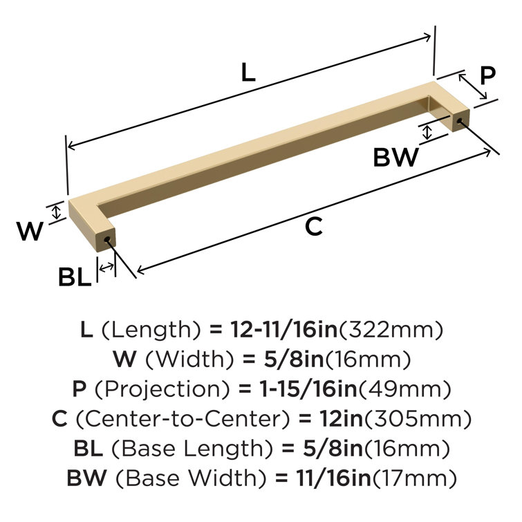 Champagne Bronze 12" Modern Matte Appliance Pull