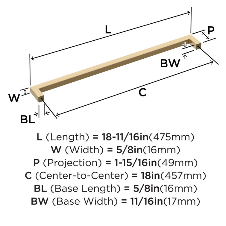 Champagne Bronze 18" Modern Appliance Pull with Mounting Hardware