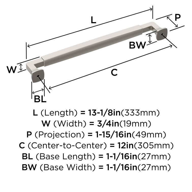 Stature 12-inch Satin Nickel Appliance Pull with Mounting Hardware