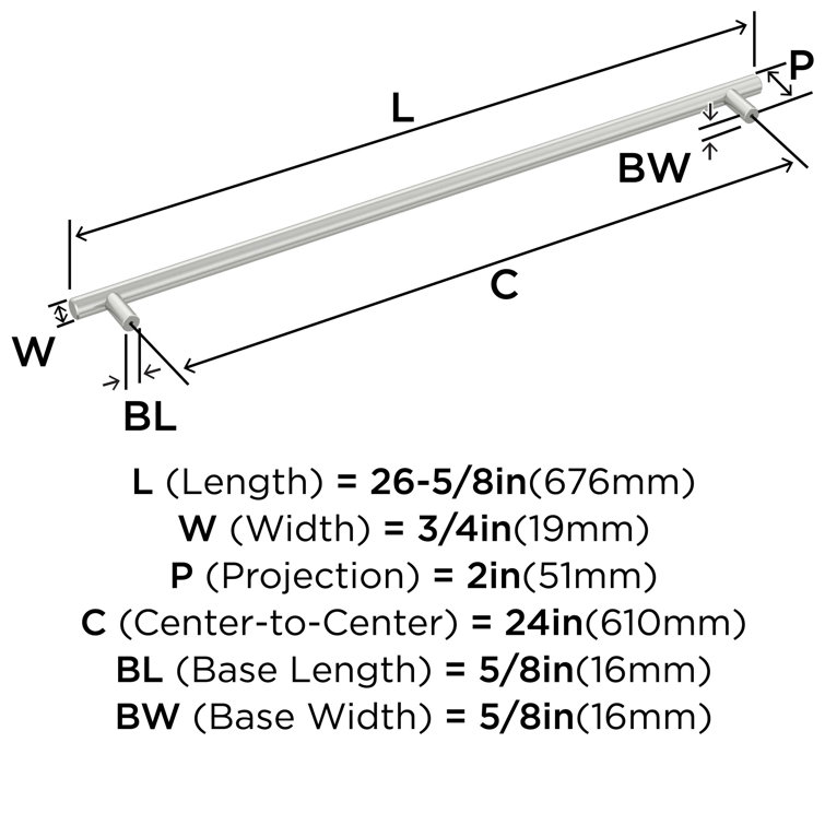 Stainless Steel 24-Inch Modern Bar Pull Handle