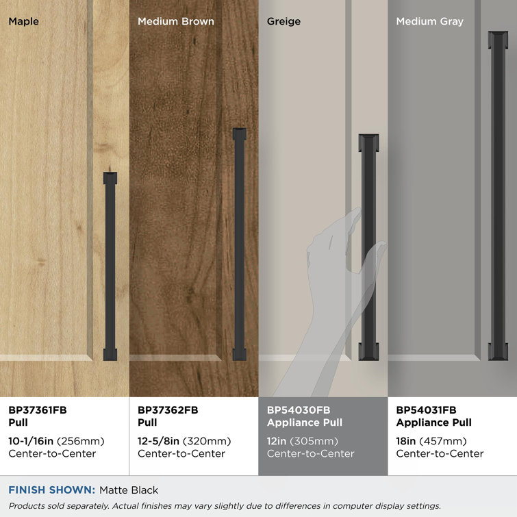 Matte Black 13-Inch Modern Appliance Pull with Mounting Hardware