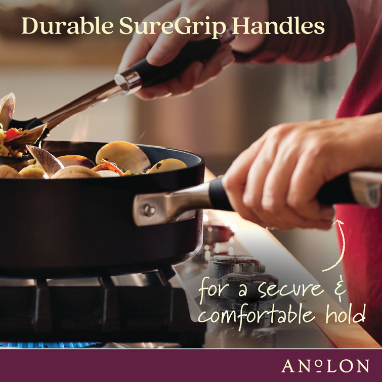 Onyx Black Aluminum Nonstick Wide Stockpot with Glass Lid, 7.5 Quart