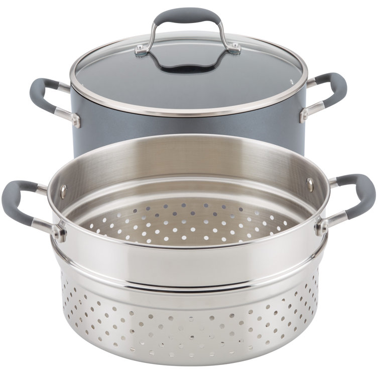 Moonstone Hard-Anodized Nonstick Stockpot with Steamer Insert