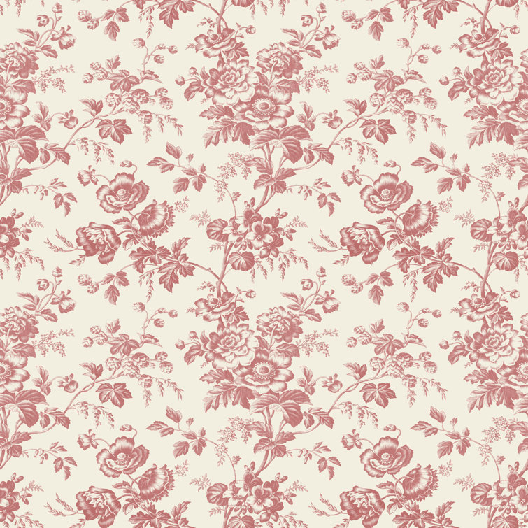 French Red Floral Toile Wallpaper Roll