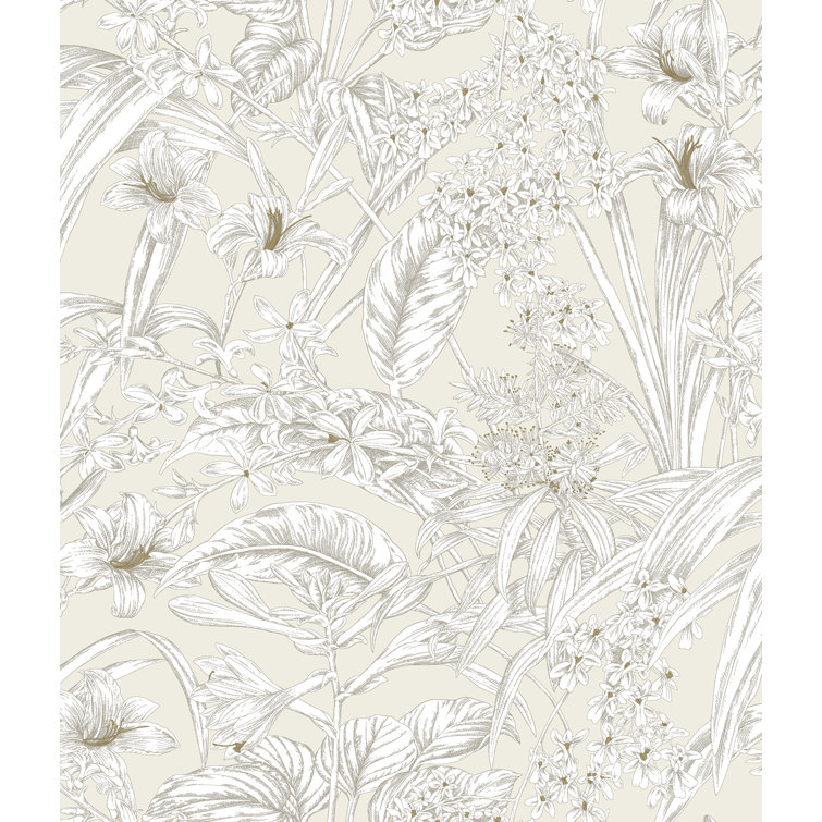 Beige and Taupe Floral Conservatory Toile Wallpaper