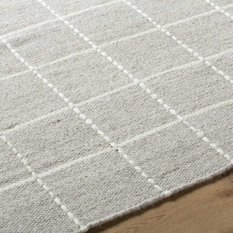 Gray Geometric Flatweave Wool Rug, 8' x 10'