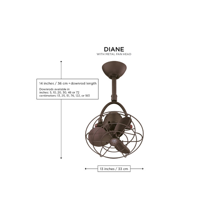 Diane 13'' Textured Bronze Steel Ceiling Fan with Remote Control