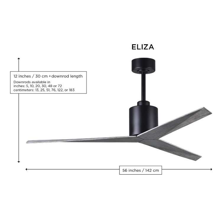 56'' Matte Black and Gray Ash Tone Ceiling Fan with Lighting