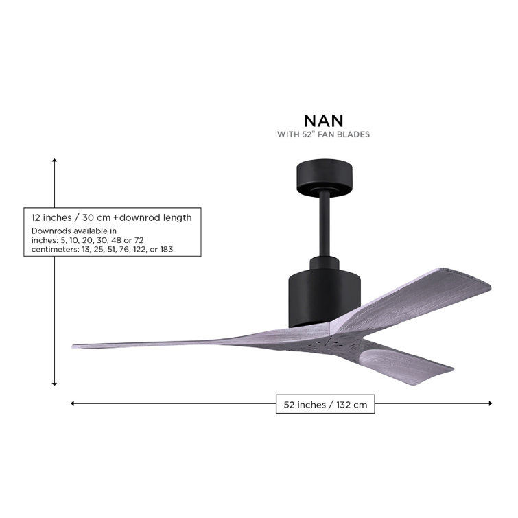 52" Textured Bronze and Matte White Solid Wood Ceiling Fan with Remote
