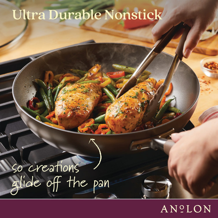 Bronze 12-Inch Aluminum Nonstick Deep Frying Pan with Lid