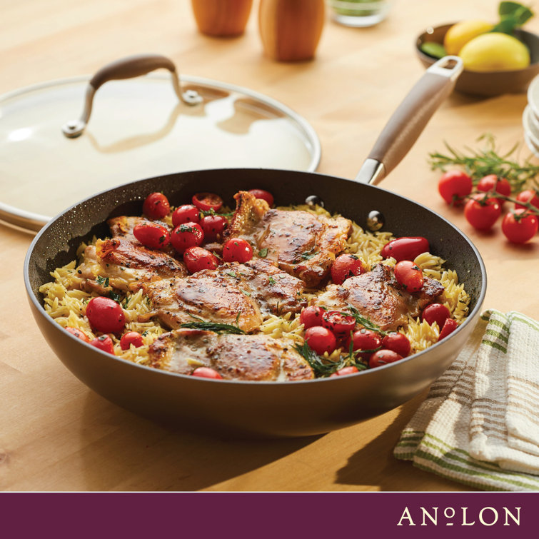 Bronze 12-Inch Aluminum Nonstick Deep Frying Pan with Lid
