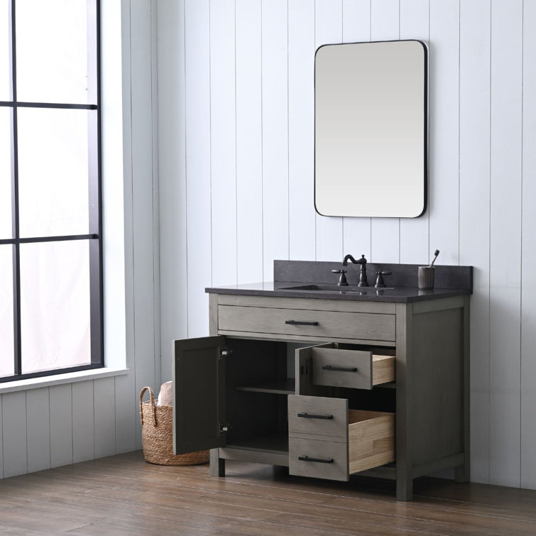 Textured Gray 42'' Single Vanity with Blue Limestone Top