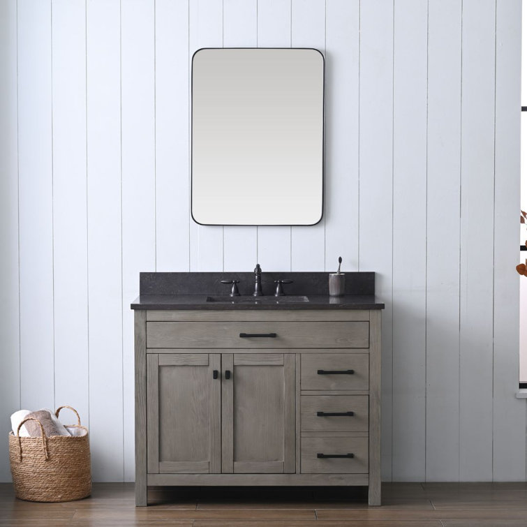Textured Gray 42'' Single Vanity with Blue Limestone Top