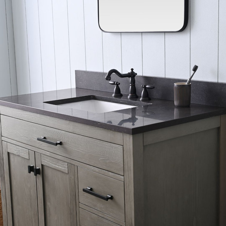 Textured Gray 42'' Single Vanity with Blue Limestone Top