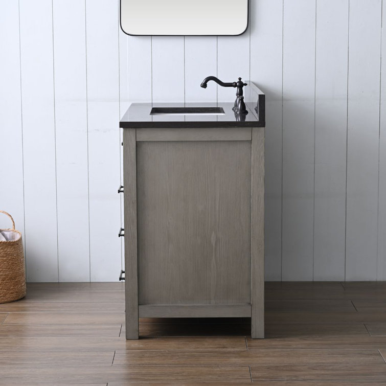 Textured Gray 42'' Single Vanity with Blue Limestone Top