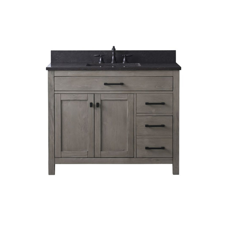 Textured Gray 42'' Single Vanity with Blue Limestone Top