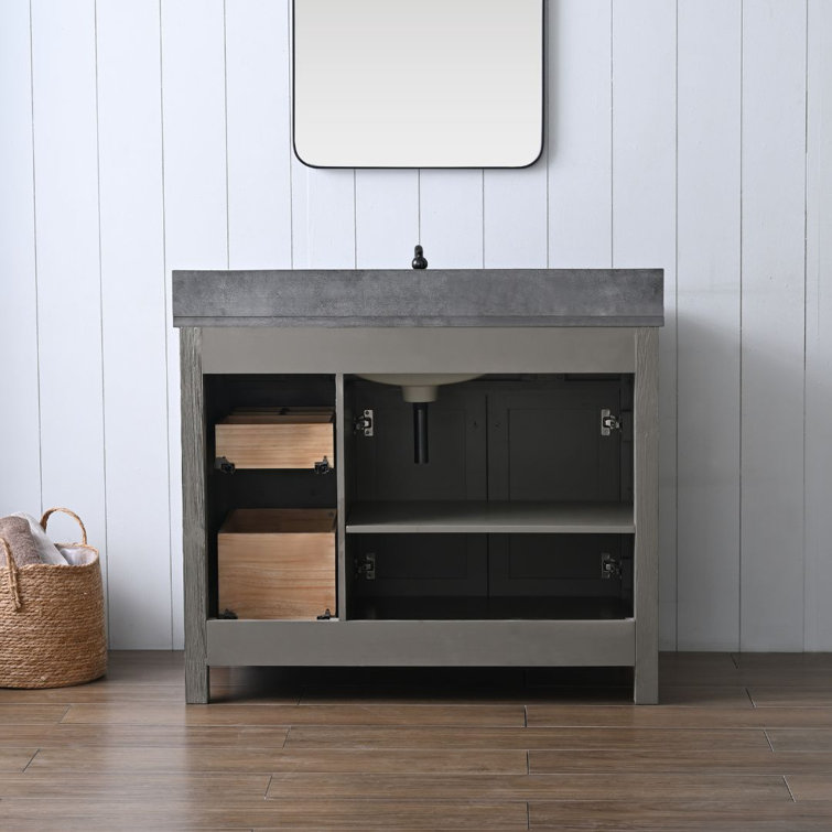 Textured Gray 42'' Single Vanity with Blue Limestone Top