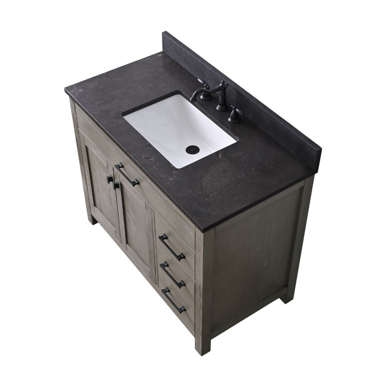 Textured Gray 42'' Single Vanity with Blue Limestone Top