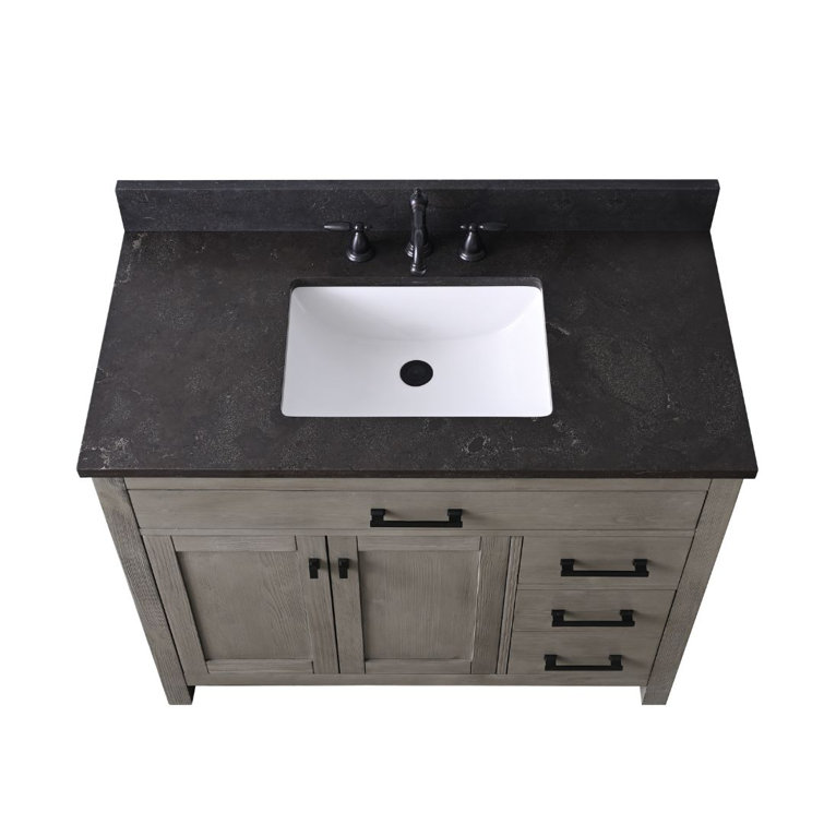 Textured Gray 42'' Single Vanity with Blue Limestone Top
