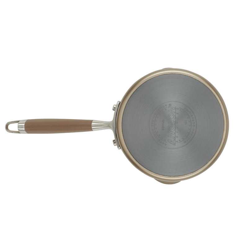 Bronze Aluminum Nonstick Saucier with Pour Spout and Lid