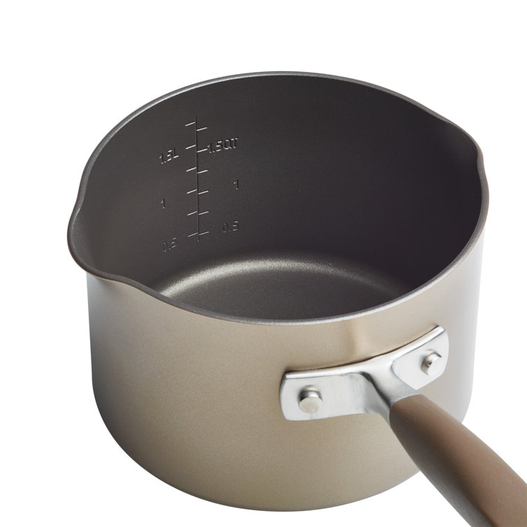 Bronze Aluminum Nonstick Saucier with Pour Spout and Lid