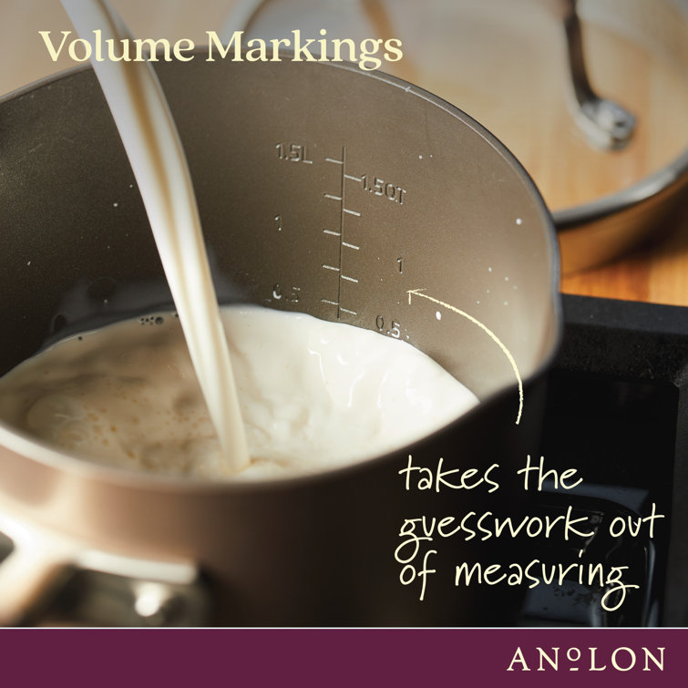 Bronze Aluminum Nonstick Saucier with Pour Spout and Lid