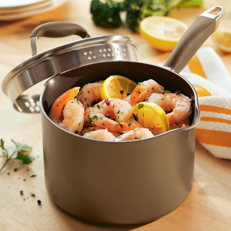 Onyx Black Aluminum Nonstick Saucier with Pour Spout, 2 Quart